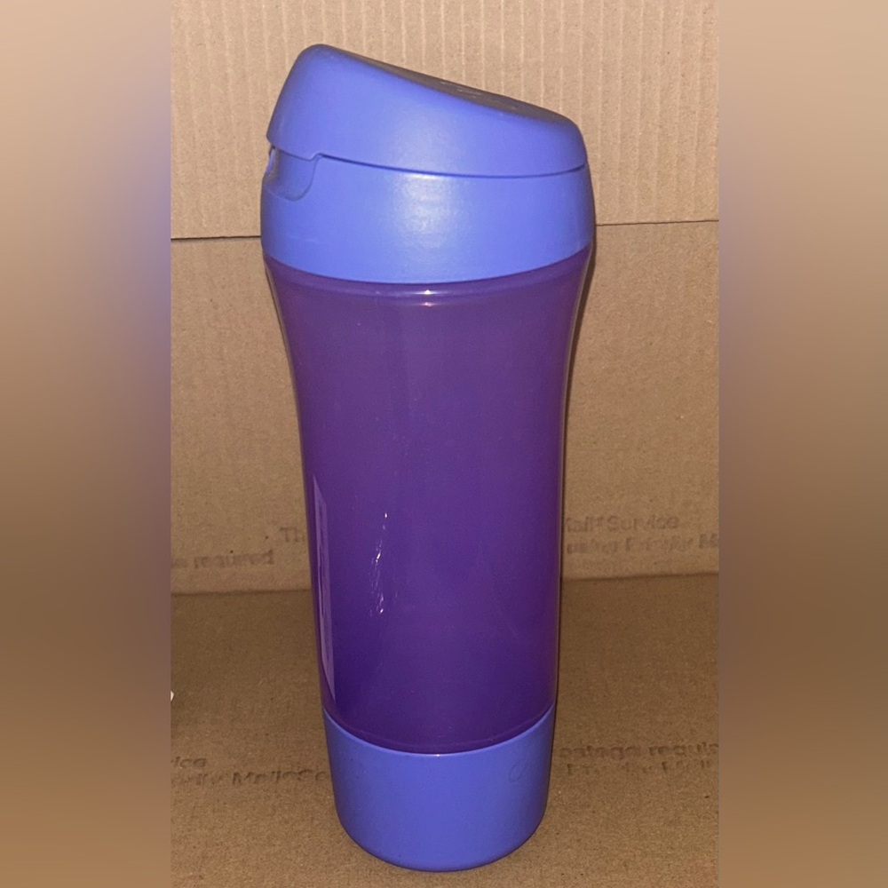 Tupperware ECO Water Sports Bottle Purple Snack Cup Flip Top